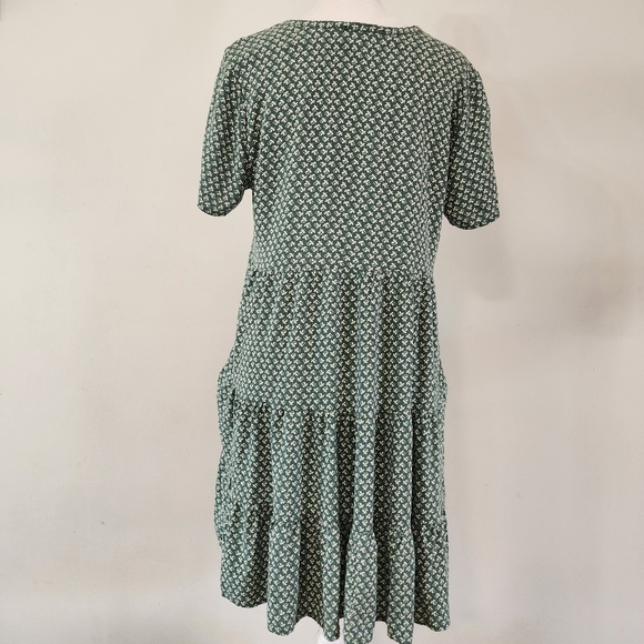 Ces Femme Pattern Button Front Short Sleeve Tunic Mini Dress S - Picture 2 of 9